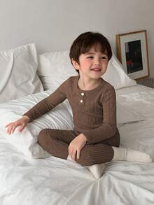 DAZY 秋季男童休闲家居服 - 棕色 - 查看 3