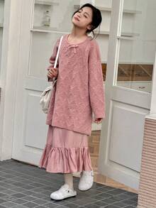 Dazy Kids 少女毛衣套装 - 粉色 - 查看 5