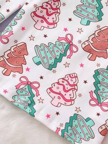 2pcs Baby Girls' Cute Christmas Pattern Print Long Sleeve Bodysuit & Pants Pajama Set - Multicolor - View 5