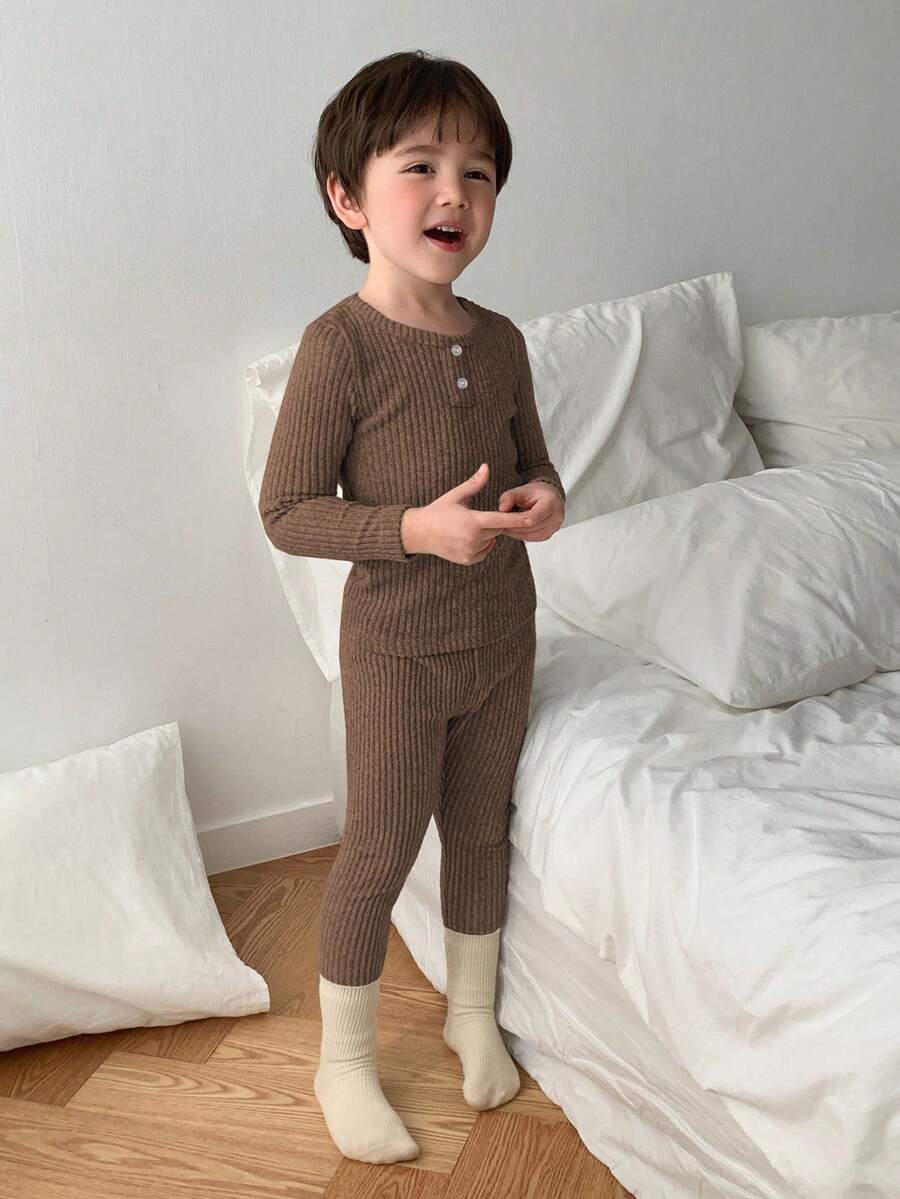DAZY 秋季男童休闲家居服 - 棕色 - 查看 1