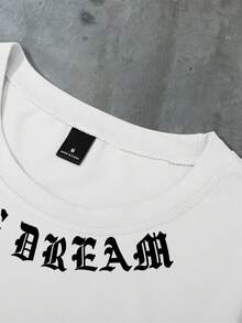 Manfinity EMRG 男士休闲字母印花短袖T恤，夏季 - 白色 - 查看 5