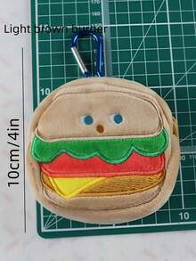 1个美味食物主题可爱（非毛绒柔软填充）耳机收纳盒兼零食钱包 - 多功能卡通迷你包，可收纳耳机线和零钱包（汉堡/薯条/牛奶/面包款式） - 青少年及成人可爱配饰