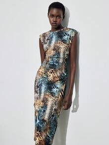 Maija 秋冬季时尚通勤动物纹修身连衣裙，商务休闲女装，适合海滩、音乐节、圣诞节、新年派对等场合 - 彩色 - 查看 6