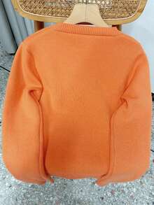 SHEIN ChicEase 新款女士冬季保暖圆领长袖毛衣 - 橘色 - 查看 2