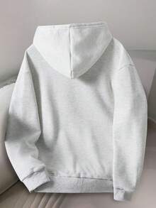 SHEIN Mirajuku 青少年男童休闲纯色轻薄灰色卫衣 - 淺灰色 - 查看 2