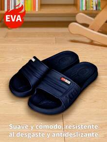 Zapatillas antideslizantes para el baño, sandalias de hombre, Pantuflas de pareja,chanclas hombre, sandalias mujer, Sandalias de EVA para casa fáciles de poner, suaves y resistentes, diseño antideslizante perfectas para el día a día, la ducha, la piscina o la playa. - Azul Marino - Ver 4