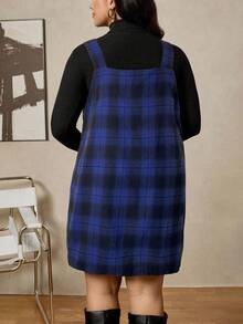 Comfylo 大码女式节日服装舒适合身夏季黑白条纹休闲装圆领无袖慵懒休闲风格腰带休闲时尚女式夏装女式休闲连衣裙万圣节服装女式连衣裙 - 藍色 - 查看 7