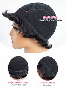 Short Pixie Cut Wig Human Hair Cheap Put On & Go Gluelesss Human Hair Wigs For Women Beginner   Friendly Daily Use  Machine Made Natural Black Color - S1B - View 10