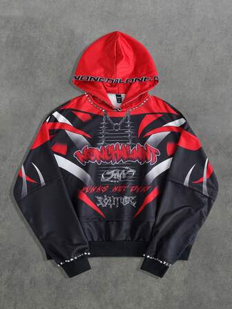 Street Life Felpa con cappuccio oversize da uomo con decorazione a rivetti