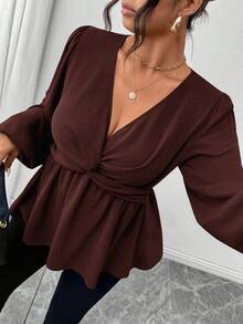 Firerie Koszula z długim rękawem i skręconym dołem w dużym rozmiarze, zielona