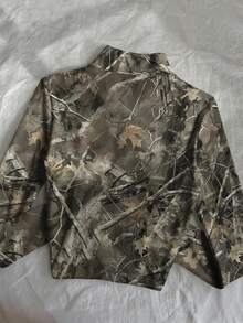 INAWLY Camouflage Printed Fleece Thin Jacket, Streetwear Casual Sports Zipper Design, Women Slim Fit Long Sleeve Autumn Jacket, Suitable For Outdoor Activities - Multicolor - View 2