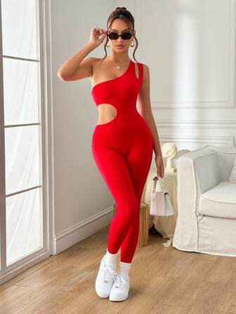 SHEIN Sports 无缝高弹力运动健身连体衣，性感镂空时尚设计，适合舞蹈和瑜伽