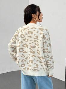 Flirla Sexy Leopard Print Loose Casual Cardigan For Women