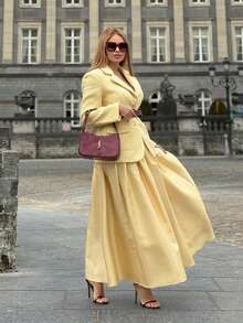 FLORETTA ÉLENA 高腰优雅蓬蓬公主风长裙女式半身裙 - 薑色 - 查看 3