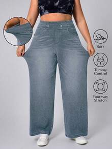 Flexra Plus Size Soft Medium Wash Stretch Denim Jeans - Dusty Blue - View 6