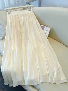 SHEIN Clasi 女士纯色仿珍珠装饰优雅通勤裙