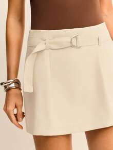 Daynim Women Denim Shorts - 米色 - 查看 4