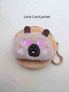 Mini kompakte Größe, weiches Plüschmaterial, sicherer Reißverschluss, Design mit Braunem Capybara-Muster, Münzbörse/Geldbeutel für Erwachsene, Unisex, für den täglichen Gebrauch, Reise-Accessoire, Geschenkidee, Geburtstag, Weihnachten, süßes Tiermotiv, Kawaii-Stil, Modeaccessoire