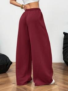 Coolane Quần Scimitar màu xám thoải mái, cạp chun co giãn, trang phục dạo phố mùa hè cho nữ - Màu Đỏ Sâu - Xem 2