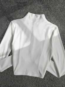 INAWLY 女士Polo图案印花轻薄外套，休闲运动拉链修身长袖外套，适合户外活动，秋冬季穿着 - 白色 - 查看 2