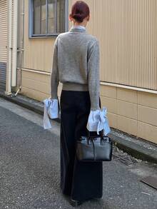 FRIFUL Women's Casual Contrast Color Tie Cuff Cardigan, Autumn/Winter