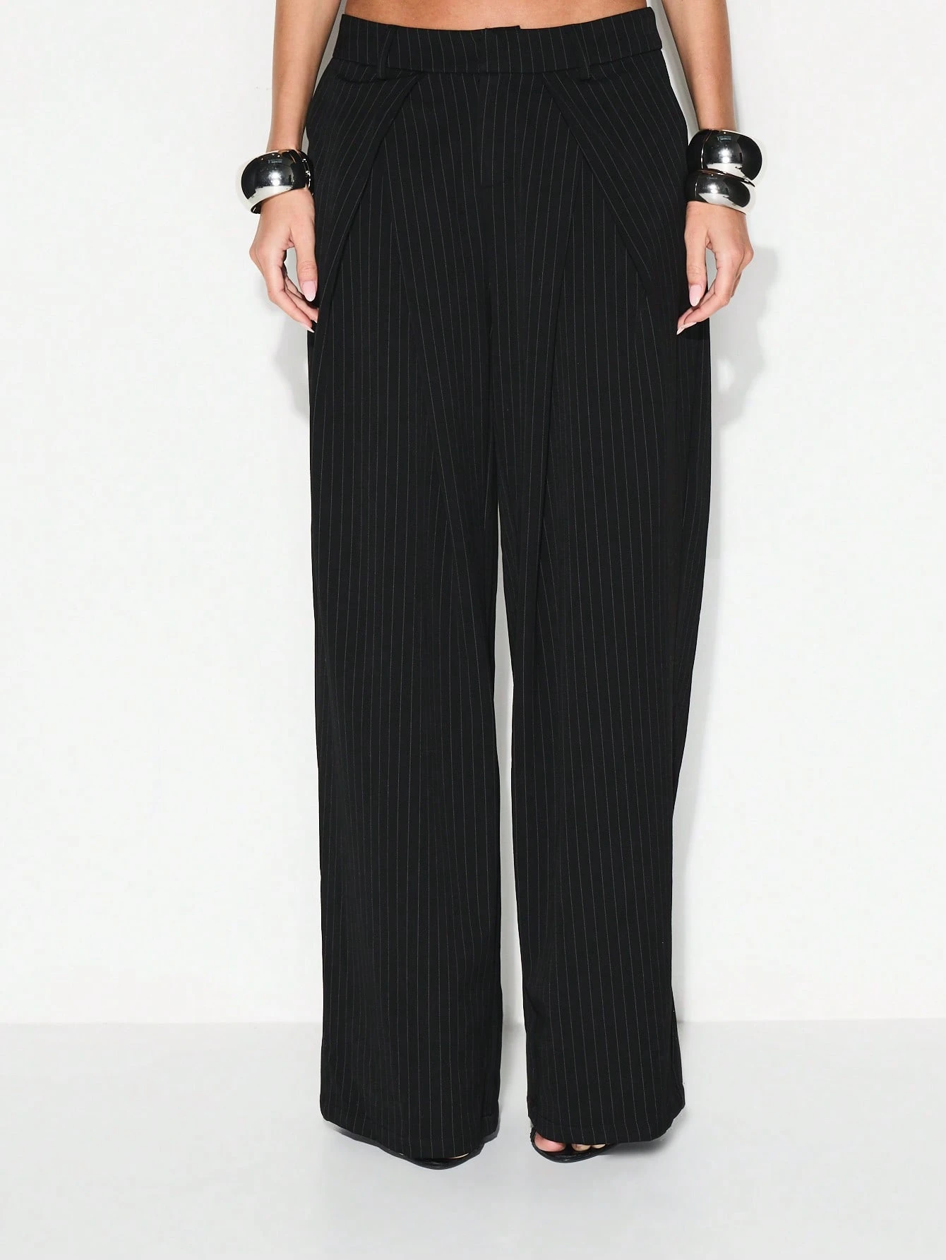 KIZN Pinstripe Wide Leg High Waisted Trousers