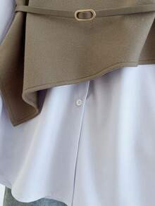 Franclia 2025 Autumn Fresh Debut: Ladies' 2 In 1 Jacket-Shirt Ensemble, Boasting Artful Asymmetrical Tailoring, Exquisite Button Accents & An Adjustable Waist Sash, Streamlined Silhouette That Enhances A Slimmer Look, Versatile For Office Commutes, Leisurely Weekends & Casual Outings - Multicolor - View 6