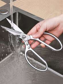 1pc Kitchen Scissors, Stainless Steel Multifunctional Food Shears, Ultra Sharp Utility For Meat Fish Chicken Pizza Salad BBQ, Heavy Duty - Silver - View 7