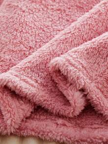 少女格子图案长裤长袖舒适毛绒睡衣，秋冬季 - 粉色 - 查看 7