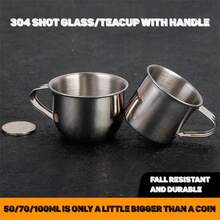 1个50/70/100毫升迷你杯。茶杯。杯子。咖啡杯。简约设计。防碎耐用。抛光优雅。适用于茶、酒、水、咖啡。可用洗碗机清洗。 - 銀色 - 查看 11