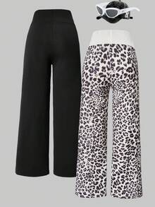 Sparklyn Teen Girls' Elastic Waist Solid Color & Printed Loose Sweatpants