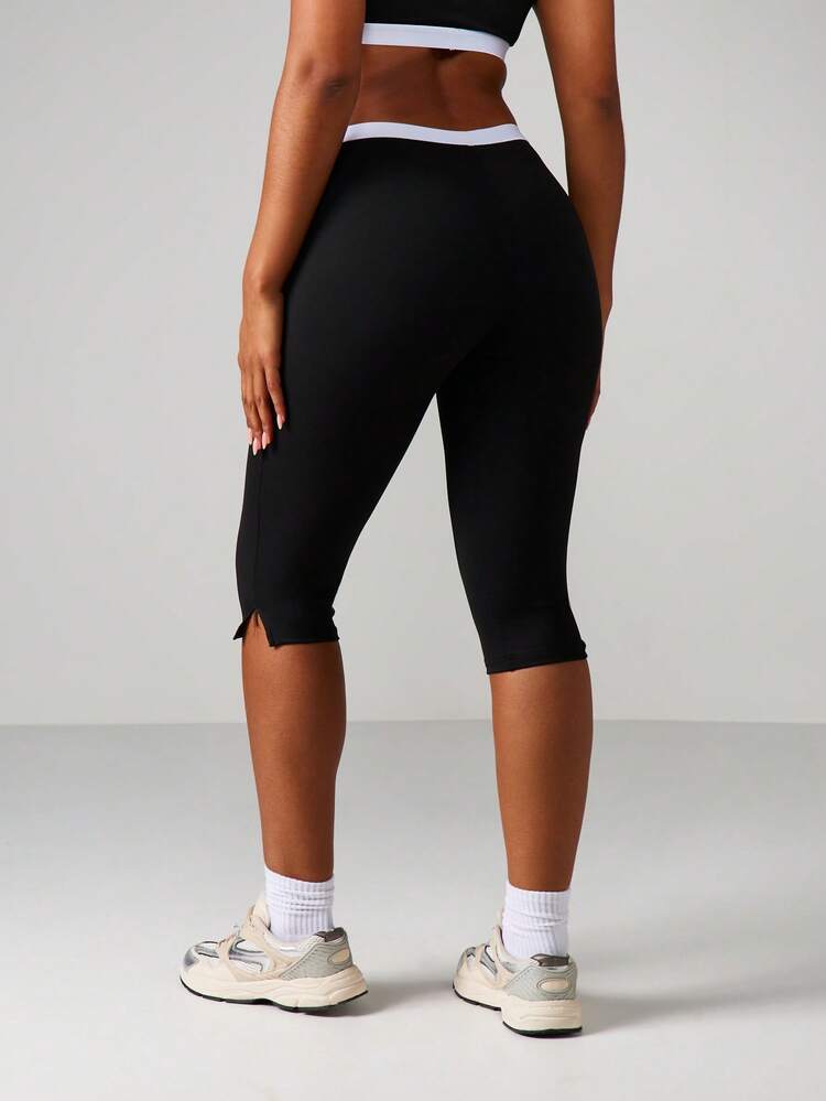 Missguided x Playboy High Rise Capri Leggings With Branded Waistband For Active Lifestyle