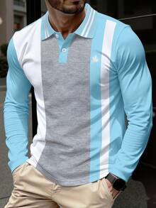 Manfinity Bizformal 男士时尚商务休闲长袖Polo衫 - 彩色 - 查看 6
