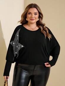 SHEIN CURVE+ Áo phông đen cỡ lớn có in hình, Áo phông đen cỡ lớn gợi cảm, Halloween - màu đen - Xem 8
