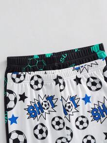 SHEIN Conjunto de 4 piezas de pijama informal y cómodo con cuello redondo y manga larga estampado para niños/niños preadolescentes, 2 estilos 1 set de 4 piezas - Multicolor - Ver 4