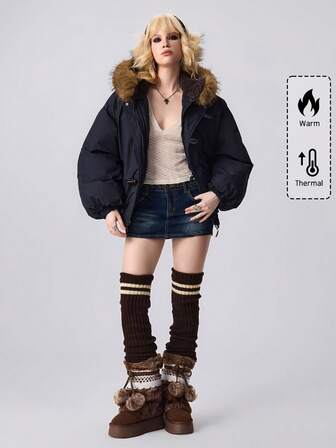 Abrigo acolchado con capucha y cuello de piel para mujer, nuevo abrigo acolchado de invierno 2025