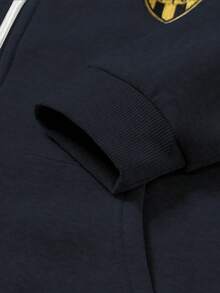 Manfinity Roghcode Bộ đồ nam 2 món, áo hoodie có khóa kéo và quần kẻ sọc, thời trang thu đông, bộ đồ chạy bộ cho nam - Màu xanh hải quân - Xem 8