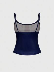 ROMWE Grunge Punk Women's Kpop Y2K Vintage UK Flag Print Rhinestone Rivet Camisole Top - Navy Blue - View 2