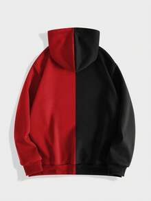 ROMWE MEN Grunge Punk Herren Zweifarbiger Cartoon-Grafik Reißverschluss Kordelzug Thermofutter Hoodie, Schule, für Herbst Winter