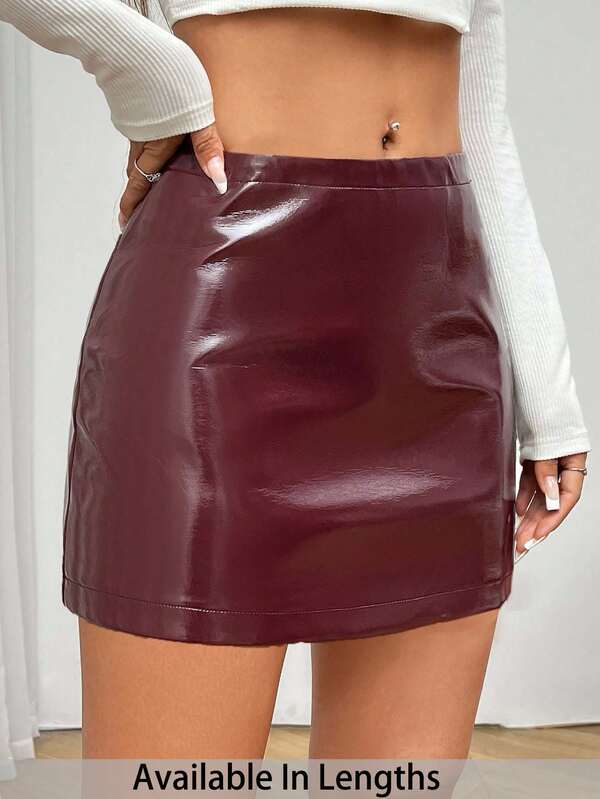 SHEIN Tall CURVE Faldas mini ajustadas de talla grande, de tiro bajo, faldas, faldas de otoño