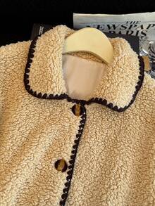 Franclia Casual Contrast Color Trim Jacket, Autumn/Winter - Apricot - View 3