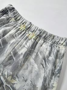 SHEIN 2件套青少年男童休闲日常百搭舒适字母印花连帽衫和运动裤套装 - 彩色 - 查看 5