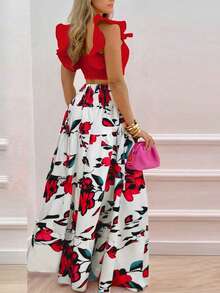 SHEIN Clasi 2 Pieces Sexy Ruffle Trim Printed Bikini Set For Women - Multicolor - View 2