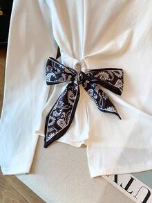 Franclia Áo thun cổ tròn tay dài họa tiết Paisley thanh lịch thoải mái thời trang thu đông mới cho nữ, thích hợp mặc khi đi làm hàng ngày, đi làm, hẹn hò, tiệc tùng, mặc trong nhà và ngoài trời - trắng - Xem 3