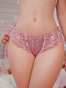 PetitDoll 1件女士蕾丝性感内裤、丁字裤 - 藕粉色 - 查看 4