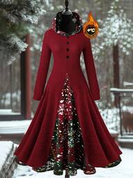Ellevyn Christmas Plus Size Elegant Casual Snowflake Pattern On The Hem, Christmas Hooded Dress Long Sleeve Hooded Long Dress,Christmas Dress Elegant Dress,Fall Clothes For Women,Winter Clothes For Women ,Autumn, Winter Outfit For Women,Night Out, , Old Money Style Women,Suitable For Multiple Occasions,Halloween,Christmas,Winter Dresses For Women ,Fall Wedding Guest Dress, Homecoming Dress ,Hoco Dressses, Date Night Outfits Women,Going Out Dress, Civil,Party,2025 New,Elegant Party Dress,Party Dress ,Chic Dress ,Women's Formal Wear ,Christmas Long Dress