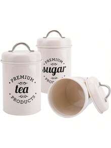Tea Tin Can, Nordic Style Dried Fruit Snack, Milk Powder, Coffee Bean/Powder Airtight Storage Canister - Beige - View 10
