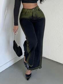 Alexandranx Quần jean ống đứng màu đen thiết kế bụi vàng sang trọng dành cho nữ, bốn mùa, thu đông, dự tiệc màu vàng và đen - màu đen - Xem 5