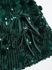 Sweetra 女式时尚多色亮片优雅裙裤 - 墨綠色 - 查看 5