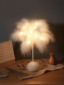 1PC Pink & White 40LED Feather Lamp Night Light, Warm Romantic Decoration Night Light, Cute Style Ins Romantic Feather Lamp,Girls Bedroom Decoration, Valentine's Day Gift, Holiday Gift, Suitable For Room, Living Room, Table Decoration,Artificial Feather - Multicolor - View 6